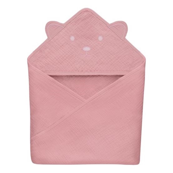 Lionelo - Dětská osuška s kapucí MUSLIN HOODED TOWEL Pink Baby