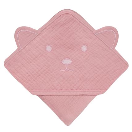 Lionelo - Dětská osuška s kapucí MUSLIN HOODED TOWEL Pink Baby