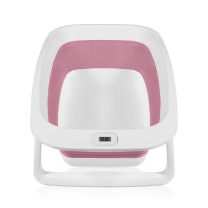 Lionelo - Dětská skládací vanička s teploměrem BABY BUBBLE 2x LR44 Pink Magnolia