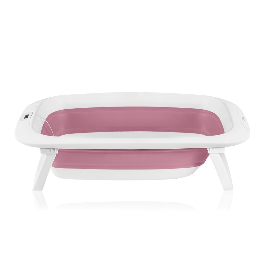 Lionelo - Dětská skládací vanička s teploměrem BABY BUBBLE 2x LR44 Pink Magnolia