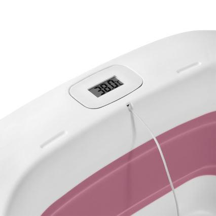 Lionelo - Dětská skládací vanička s teploměrem BABY BUBBLE 2x LR44 Pink Magnolia