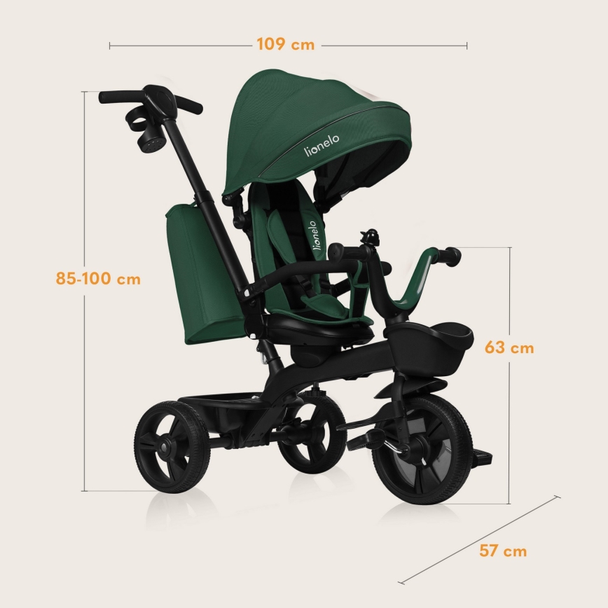 Lionelo - Dětská tříkolka KORI Green Emerald
