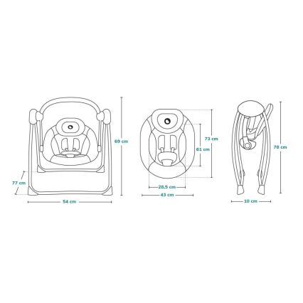 Lionelo - Dětské houpátko OTTO 4xLR14 Cozy Grey