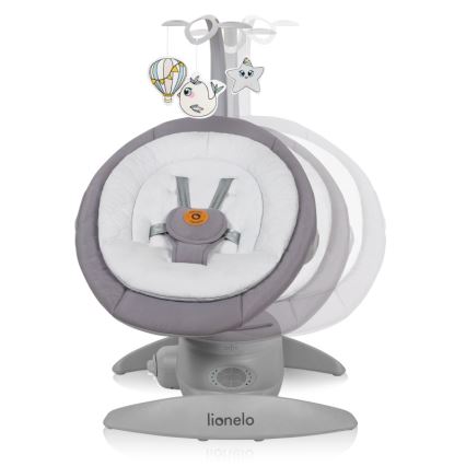 Lionelo - Dětské houpátko s melodií MELL Grey Stone 4xAA + dálkové ovládání