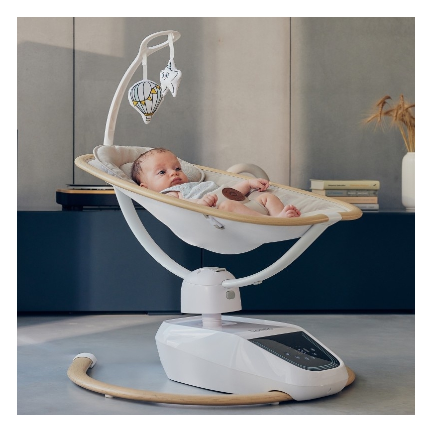 Lionelo - Dětské houpátko s melodií OLIVIA Beige Natural + dálkové ovládání