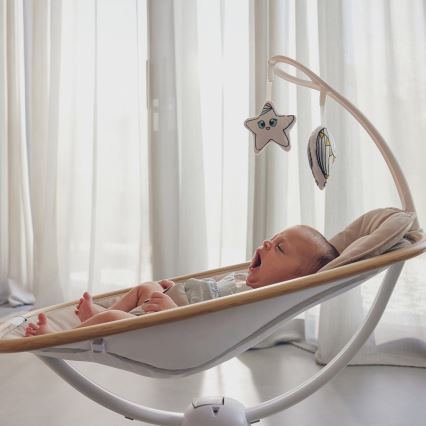 Lionelo - Dětské houpátko s melodií OLIVIA Beige Natural + dálkové ovládání