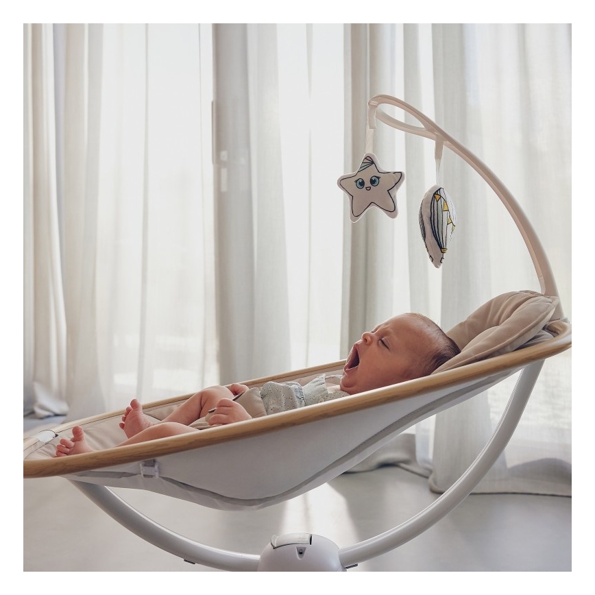 Lionelo - Dětské houpátko s melodií OLIVIA Beige Natural + dálkové ovládání