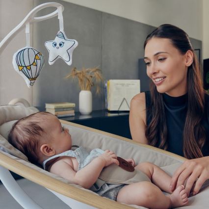Lionelo - Dětské houpátko s melodií OLIVIA Beige Natural + dálkové ovládání