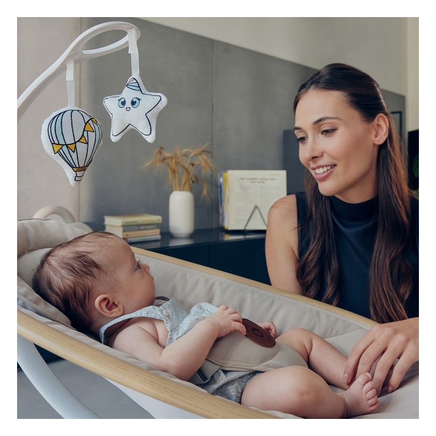 Lionelo - Dětské houpátko s melodií OLIVIA Beige Natural + dálkové ovládání