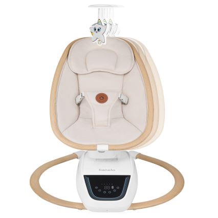 Lionelo - Dětské houpátko s melodií OLIVIA Beige Natural + dálkové ovládání