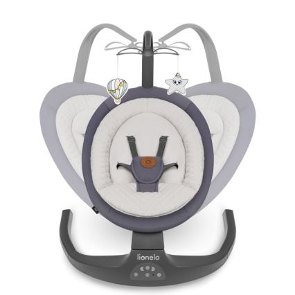 Lionelo - Dětské houpátko s melodií RALF 4xAA Grey Graphite + dálkové ovládání