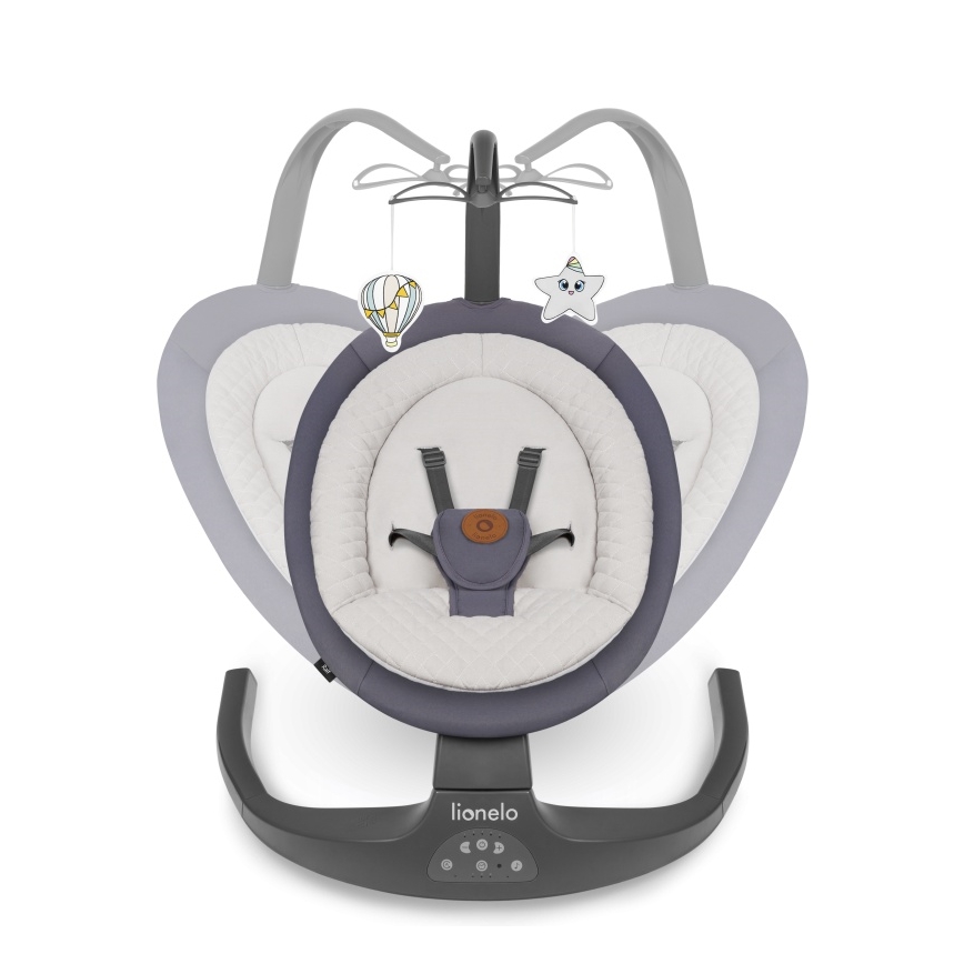 Lionelo - Dětské houpátko s melodií RALF 4xAA Grey Graphite + dálkové ovládání