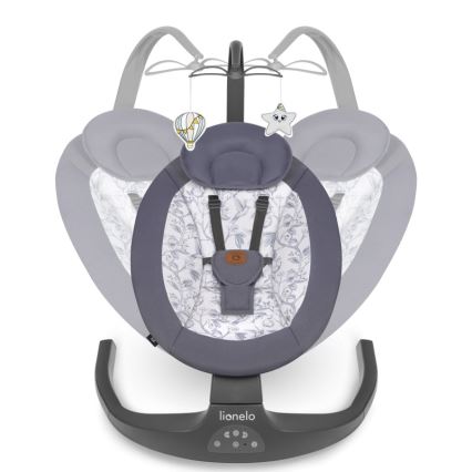 Lionelo - Dětské houpátko s melodií RALF 4xAA Grey White + dálkové ovládání