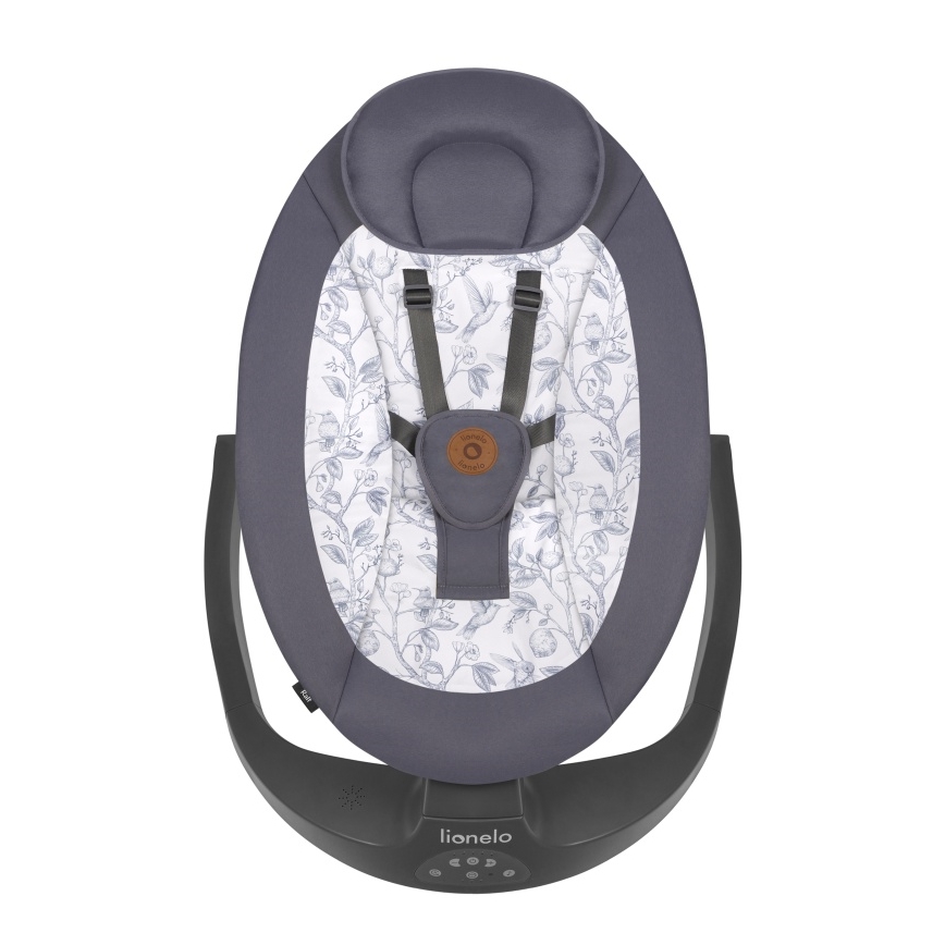 Lionelo - Dětské houpátko s melodií RALF 4xAA Grey White + dálkové ovládání