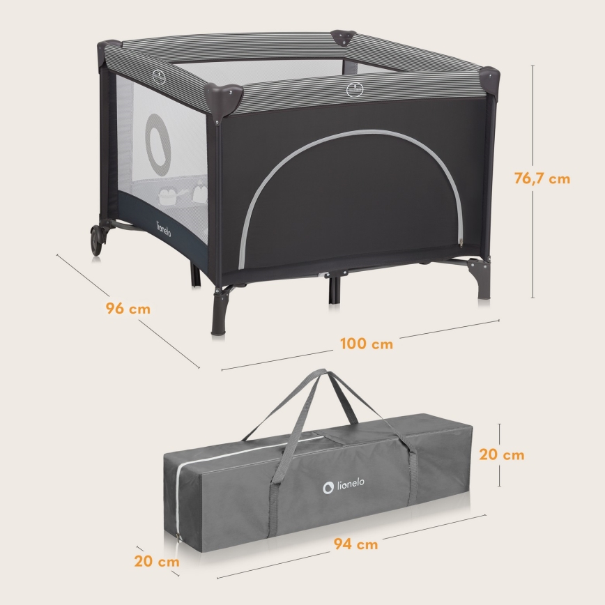 Lionelo - Hrací ohrádka BONNIE Grey Scandi