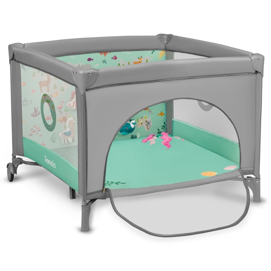 Lionelo - Hrací ohrádka MILLE Grey Green