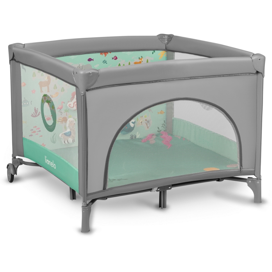 Lionelo - Hrací ohrádka MILLE Grey Green