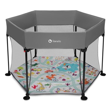 Lionelo - Hrací ohrádka ROEL Grey Multicolor