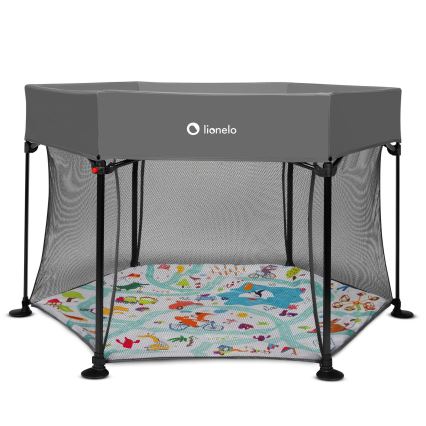 Lionelo - Hrací ohrádka ROEL Grey Multicolor