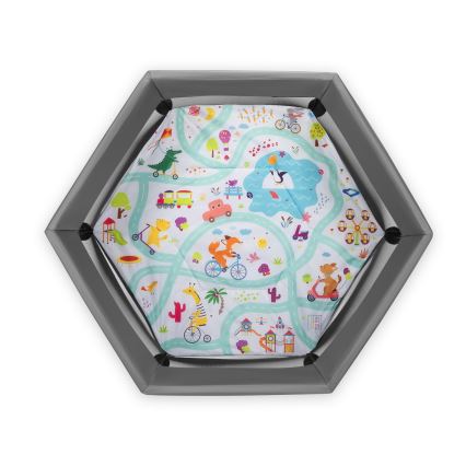 Lionelo - Hrací ohrádka ROEL Grey Multicolor