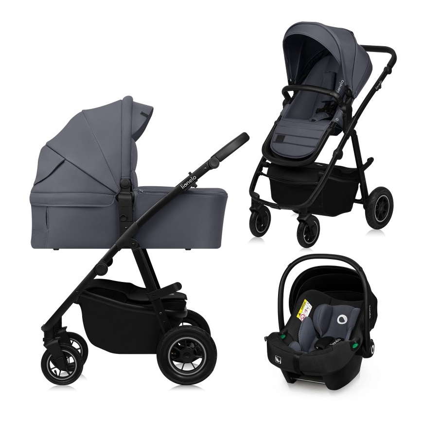 Lionelo - Kombinovaný kočárek 3v1 AMBER PLUS grey Graphite