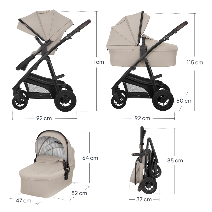 Lionelo - Kombinovaný kočárek 3v1 BIANKA Beige Sand
