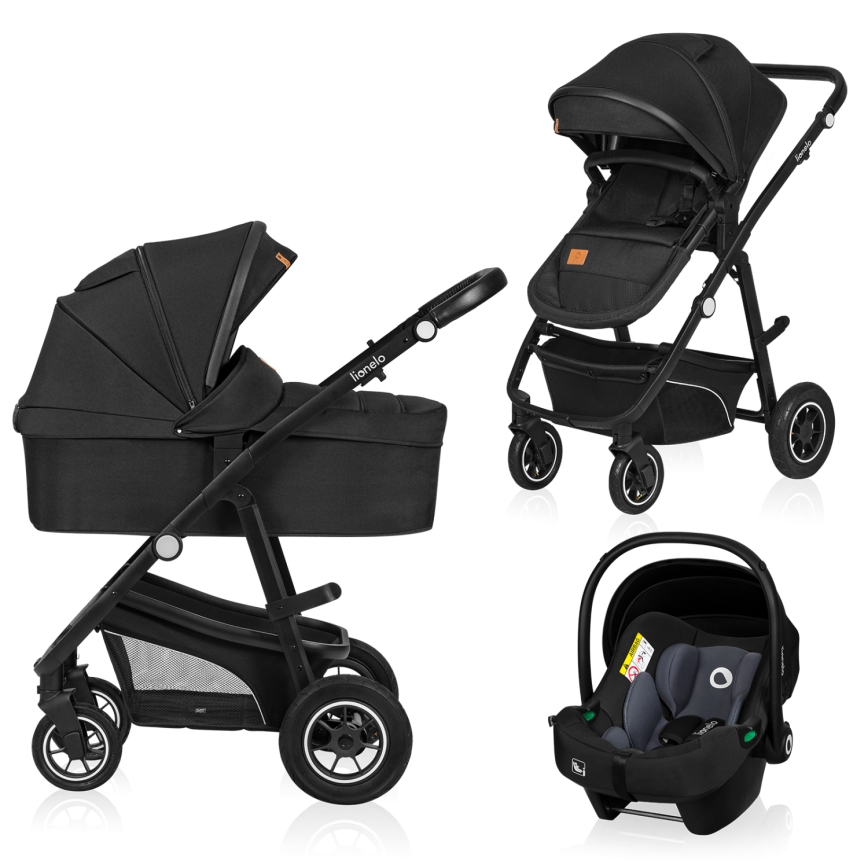 Lionelo - Kombinovaný kočárek 3v1 BIANKA Black Onyx