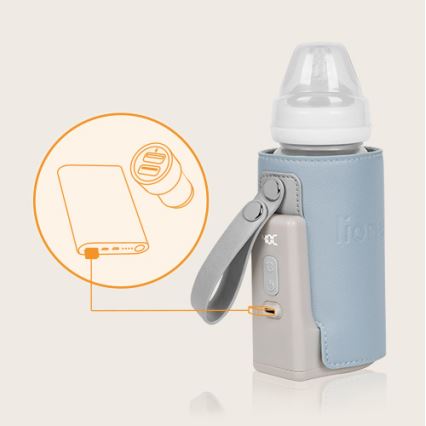 Lionelo - Nabíjecí ohřívač lahví THERMUP GO PLUS 10W/5V modrá/šedá