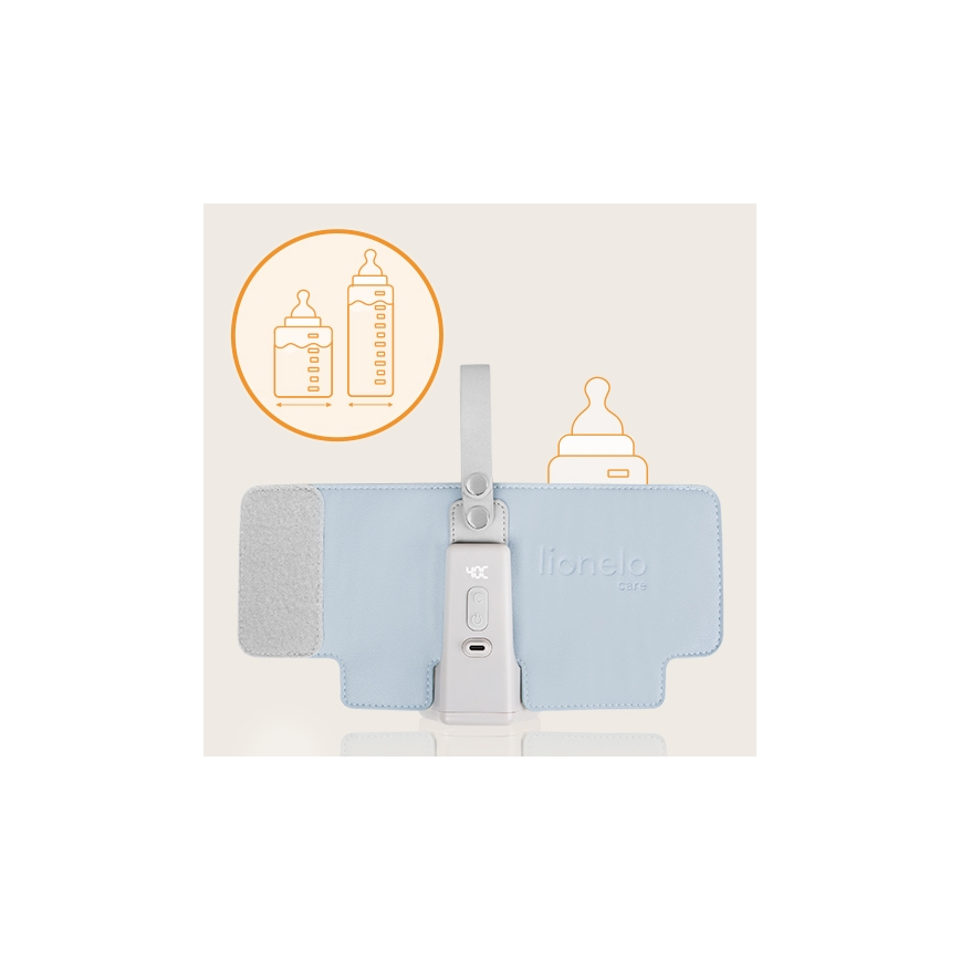 Lionelo - Nabíjecí ohřívač lahví THERMUP GO PLUS 10W/5V modrá/šedá
