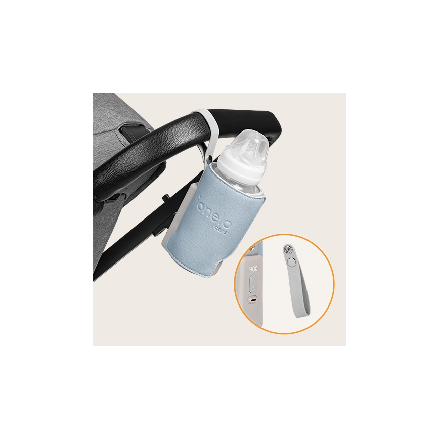 Lionelo - Nabíjecí ohřívač lahví THERMUP GO PLUS 10W/5V modrá/šedá