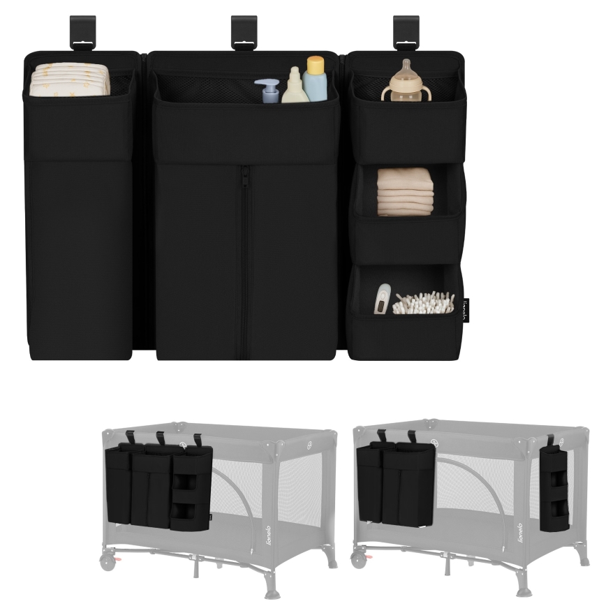 Lionelo - Organizér na postýlku 3v1 SIDEPOCKET Black