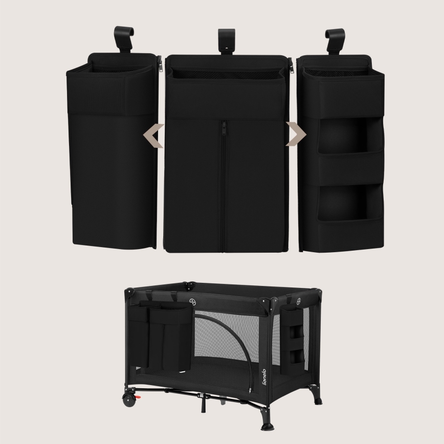 Lionelo - Organizér na postýlku 3v1 SIDEPOCKET Black