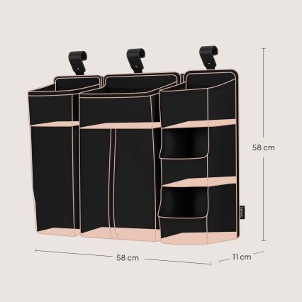 Lionelo - Organizér na postýlku 3v1 SIDEPOCKET Black