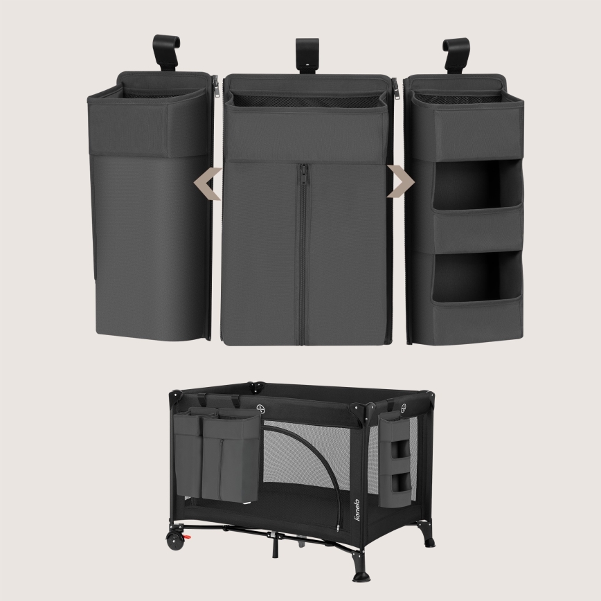 Lionelo - Organizér na postýlku 3v1 SIDEPOCKET Grey