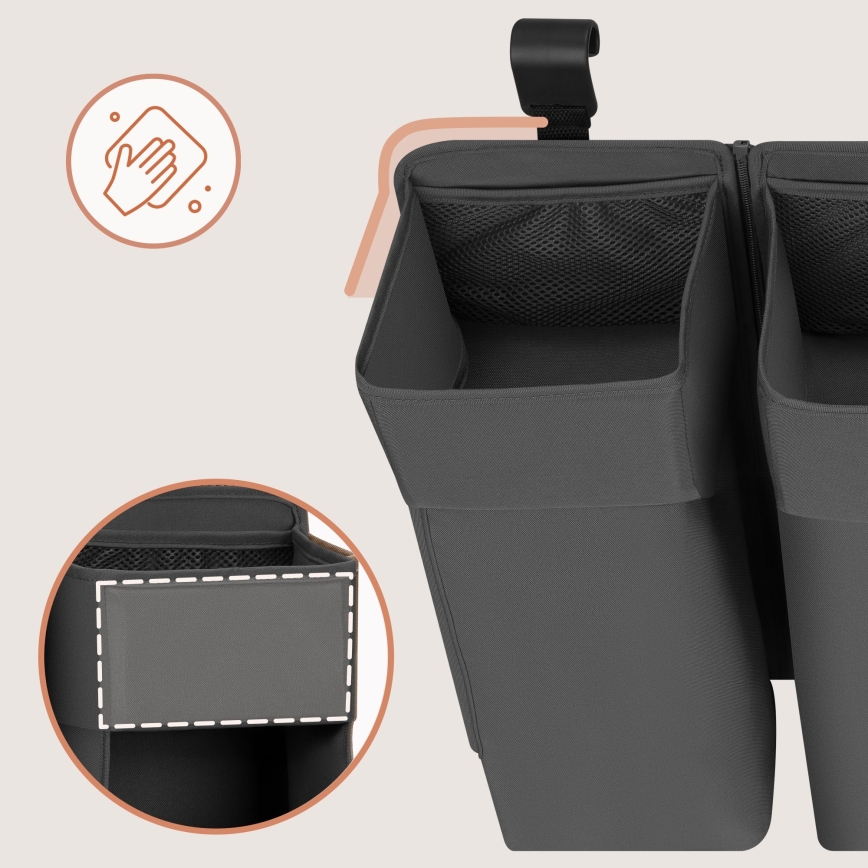 Lionelo - Organizér na postýlku 3v1 SIDEPOCKET Grey