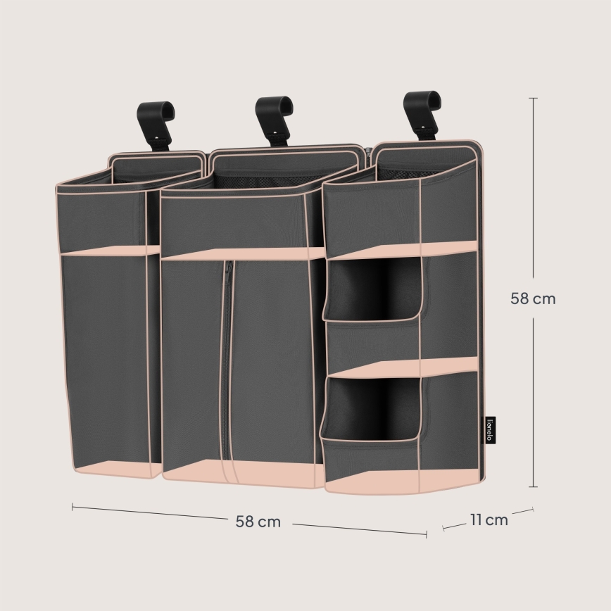 Lionelo - Organizér na postýlku 3v1 SIDEPOCKET Grey