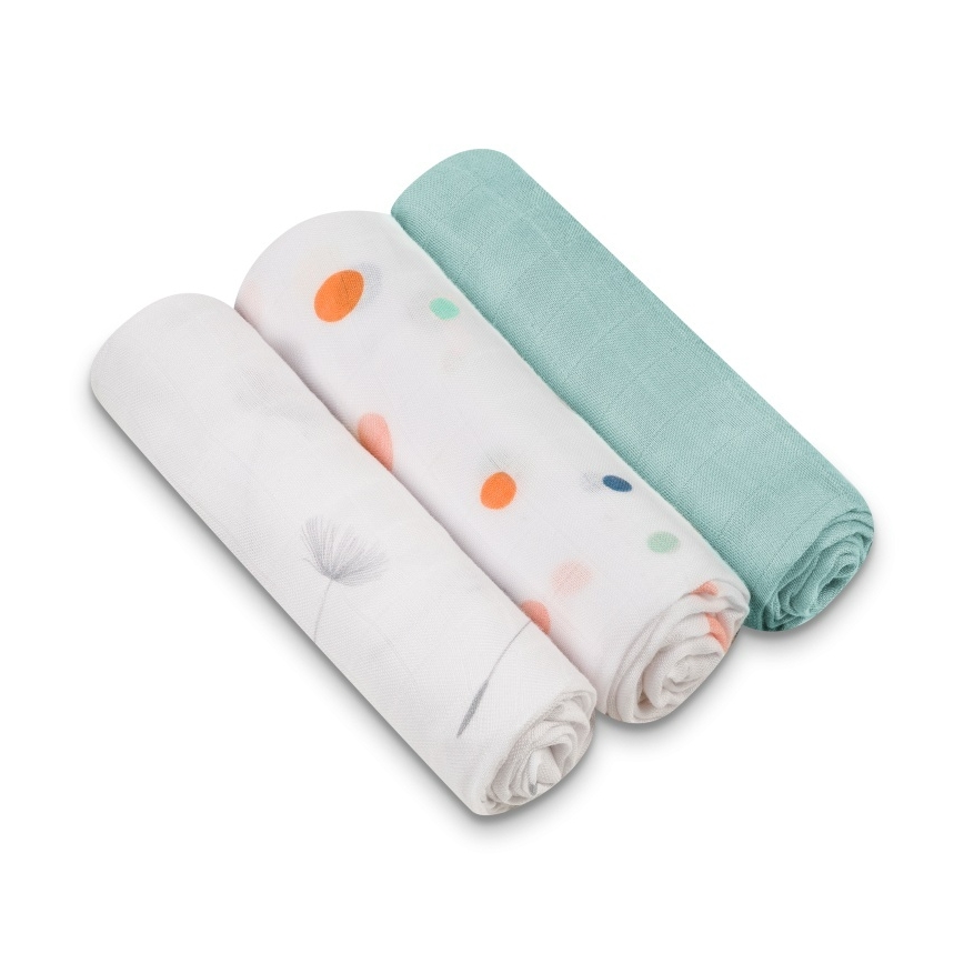 Lionelo - SADA 3x Bambusová plena BAMBOO SET 70x70 cm Dot