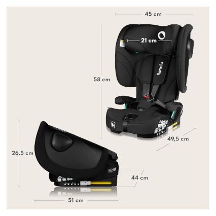 Lionelo - Skládací autosedačka NELLY i-Size 76-150 cm Black Carbon