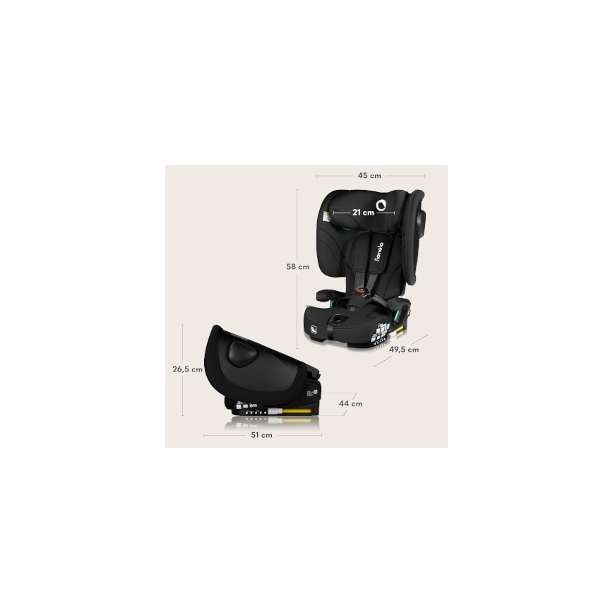Lionelo - Skládací autosedačka NELLY i-Size 76-150 cm Black Carbon