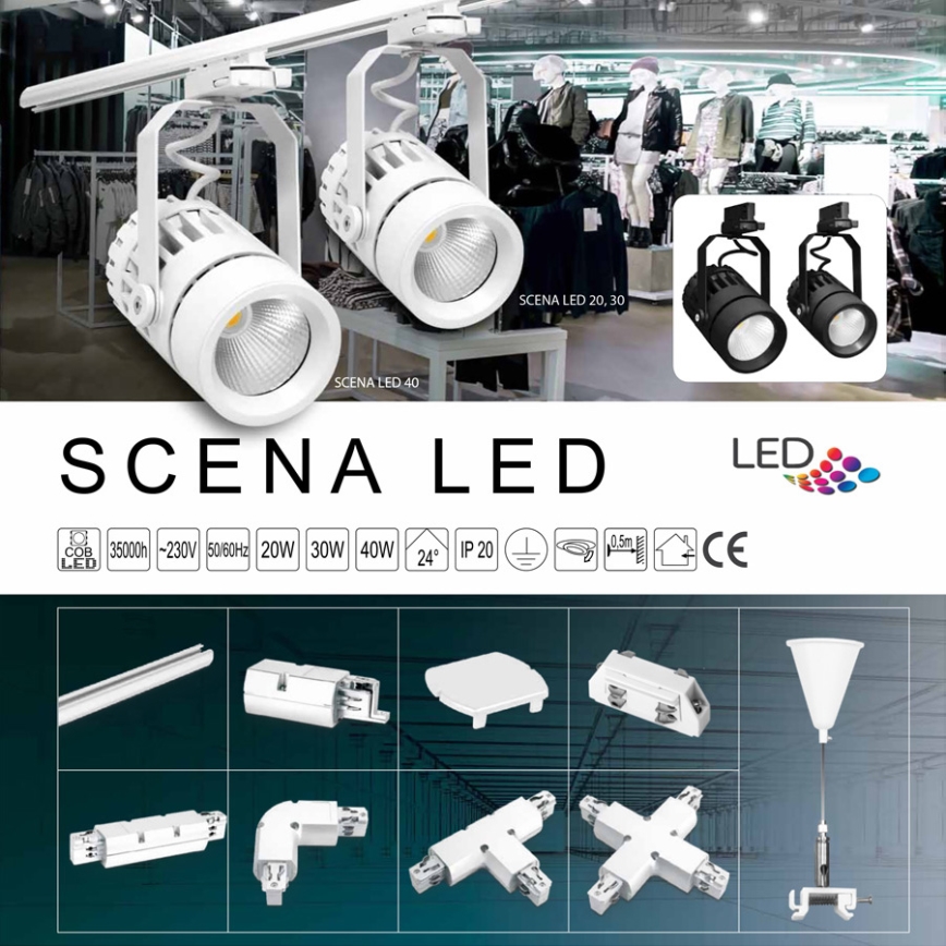 Lišta s elektrickým připojením SCENA TS bílá