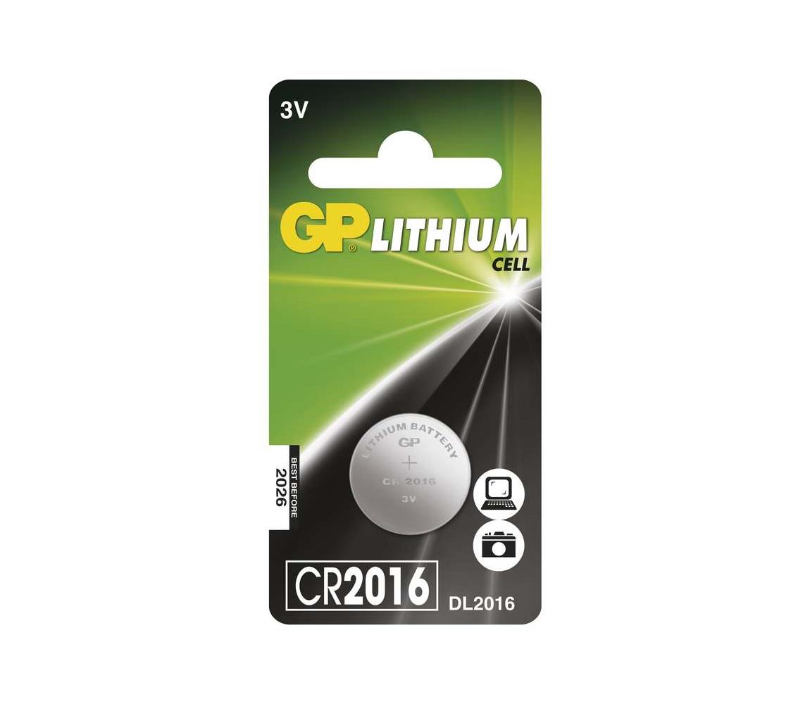  Lithiová baterie knoflíková CR2016 GP LITHIUM 3V/90 mAh 