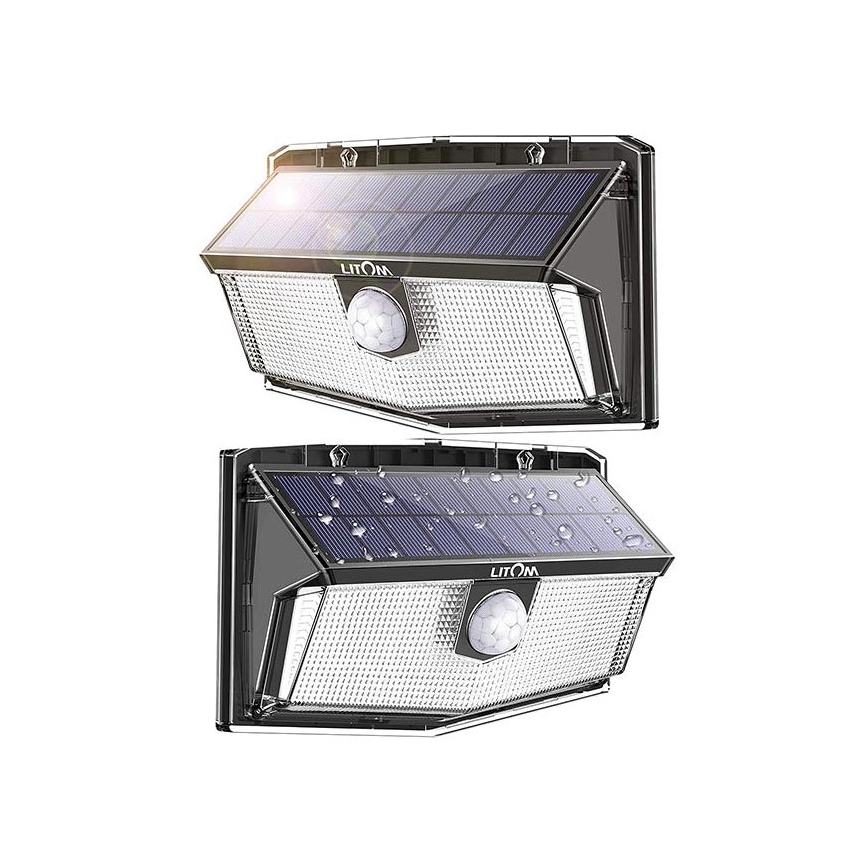 Litom - SADA 2x LED Solární nástěnné svítidlo se senzorem LED/3,7V IP67