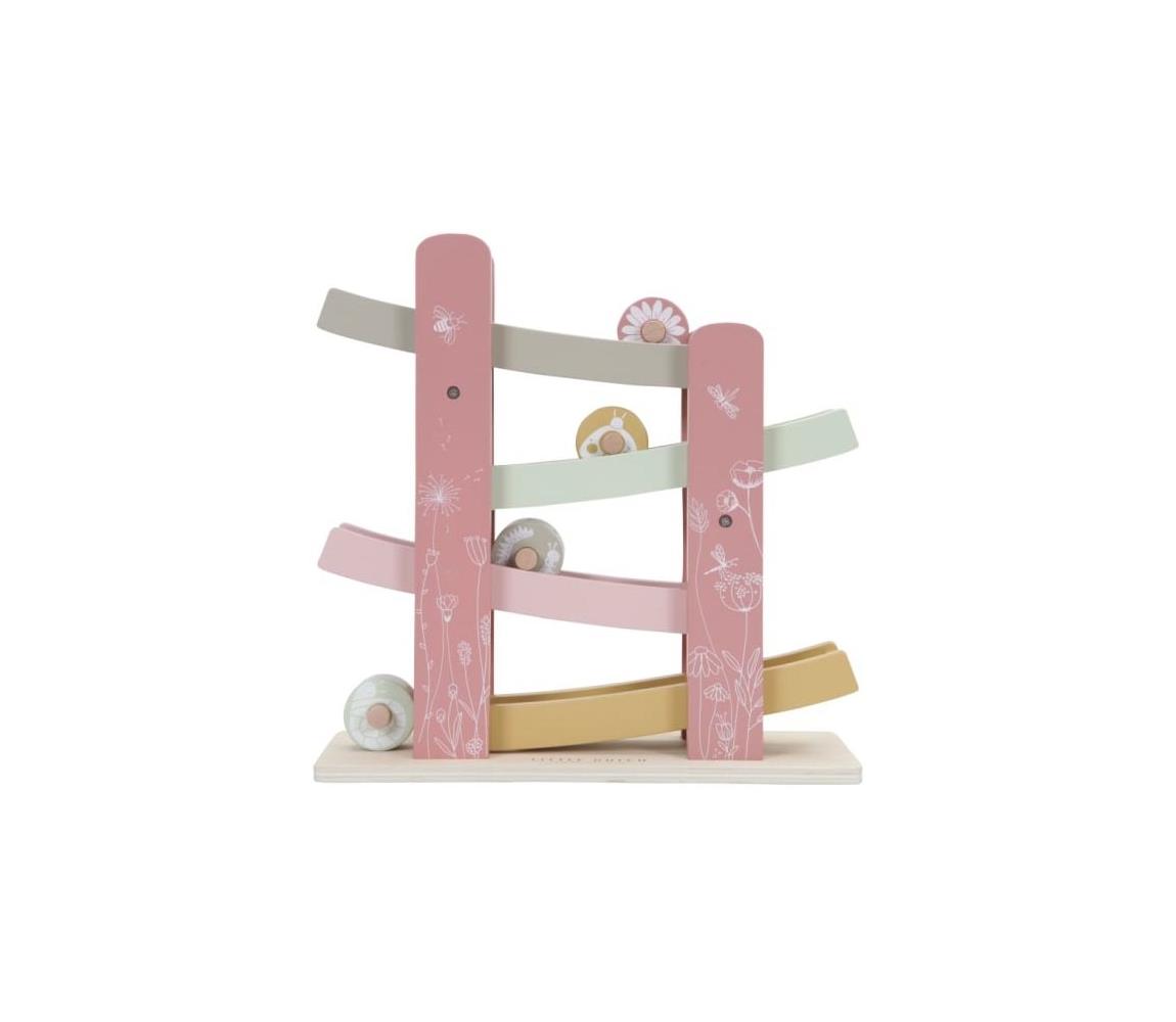 Little Dutch Little Dutch 7007LD - Dřevěná závodní dráha s příslušenstvím růžová FBB0083