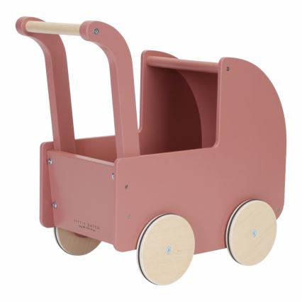 Little Dutch - Dřevěný kočárek s panenkou Květiny a motýli