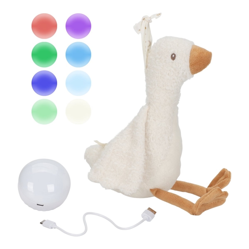Little Dutch - Usínáček s melodií a světlem Newborn Naturals husa