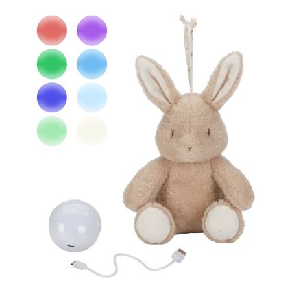 Little Dutch - Usínáček s melodií a světlem Newborn Naturals králíček