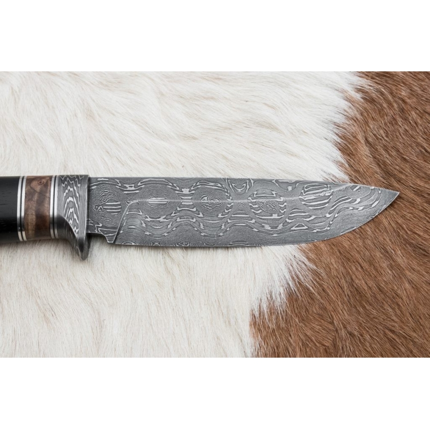 Lovecký damaškový nůž 13 cm topol/eben