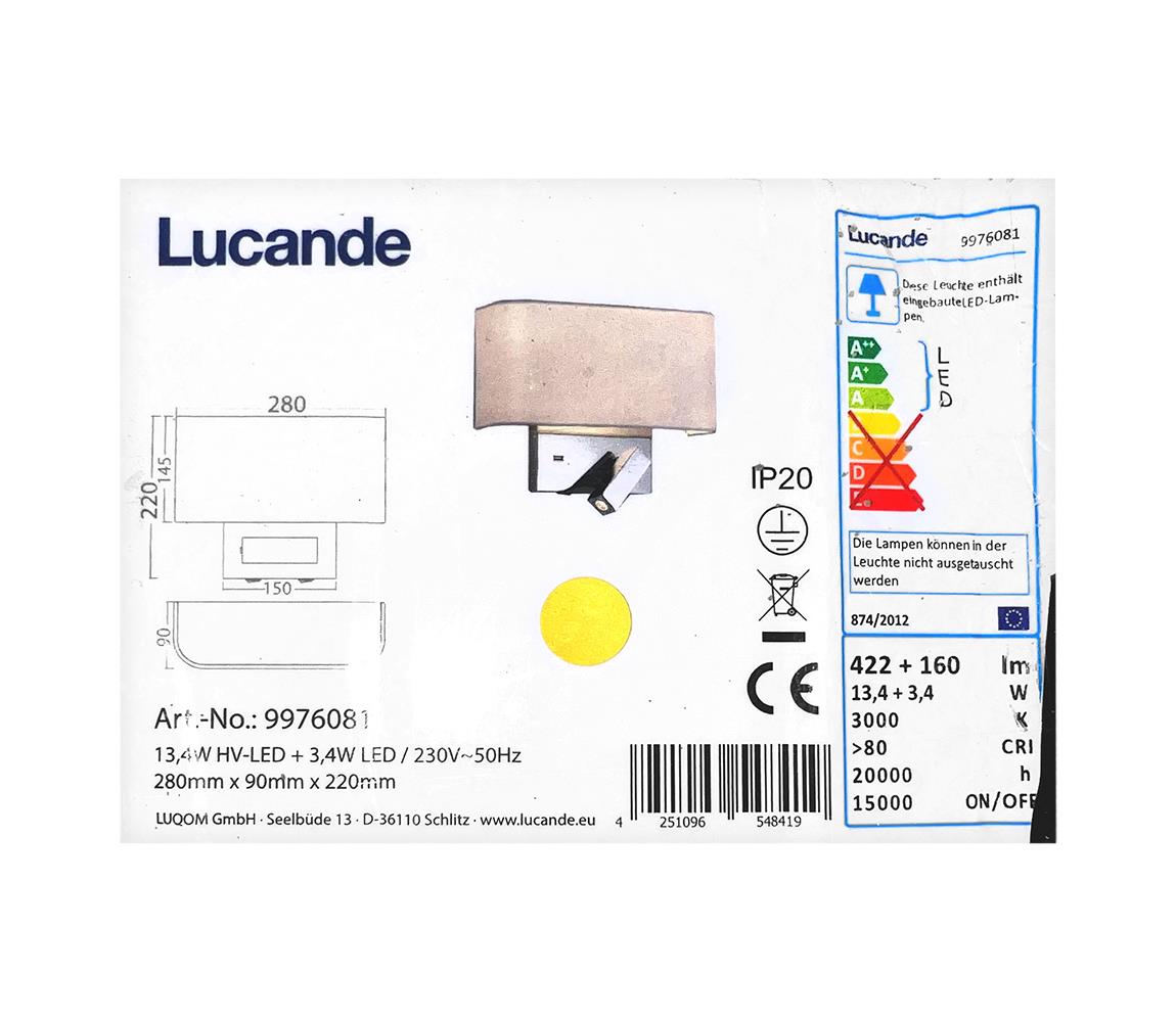 Lucande Lucande - LED Nástěnná lampa VIRVE 1XLED/13,4W/230V + 1xLED/3,4W/230V LW0356