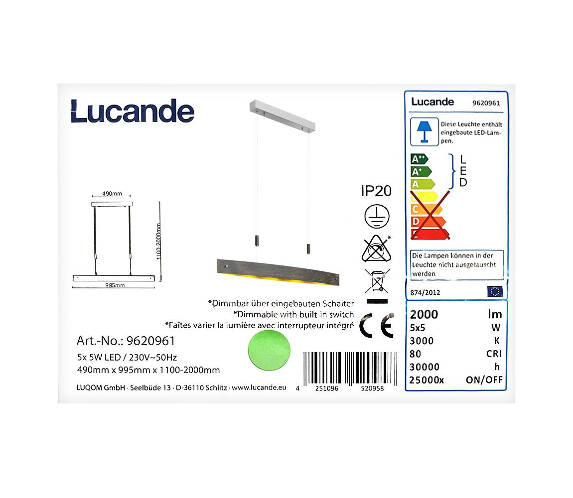Lucande Lucande - LED Stmívatelný lustr na lanku LIO 5xLED/5W/230V LW0759
