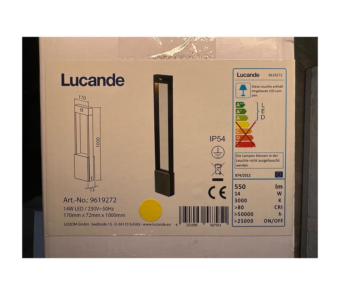 Lucande Lucande - LED Venkovní lampa se senzorem TEKIRO LED/14W/230V IP54 LW0823